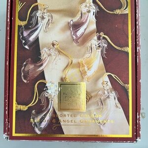 Lenox set of 6 Crystal Glass Angel Christmas Ornaments in Original Box